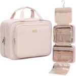 NISHEL Travel Toiletry Bag for Women Large Capacity, Makeup Essentials Organizer, Hanging Case for Accessories, Cosmetics, Pink - Image 2
