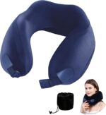 Neck Pillow for Airplane Travel Memory Foam - 360° Support for Long Flights & Car/Office Use, Machine Washable Pain Relief Pillow with Breathable Cover (Gemstone Blue) - Image 2