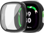 NewJourney Compatible with Fitbit Ace LTE Screen Protector, 2 Pack Bumper Case with Tempered Glass Film, Snug Fit, Scratch-Resistant, Smartwatch Accessories (Black+Black) - Image 2