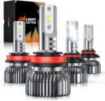 Nilight 9005/HB3 H11/H9/H8 LED Bulbs, High and Low Beam Fog Ligh Bulbs Combo, 6000K Cool White IP67, Plug and Play, 4-Pack - Image 2