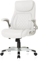 Nouhaus +Posture Ergonomic PU Leather Office Chair. Click5 Lumbar Support with FlipAdjust Armrests. Modern Executive Chair and Computer Desk Chair (White) - Image 2