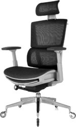 Nouhaus Rewind Ergonomic Office Chair with Footrest and Lumbar Support Swivel Computer Chair, Rolling Home Office Desk Chairs with Wheels, Mesh High Back Task Chair (Black) - Image 2