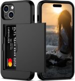Nvollnoe Compatible with iPhone 15 Case with Card Holder Heavy Duty Protective Dual Layer Shockproof Hidden Card Slot Slim Wallet Phone Cover for Women&Men 6.1 inch(Black) - Image 2