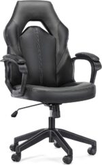 OLIXIS Computer Gaming Chair - PU Leather Ergonomic Office Chair Swivel Desk Chair with Lumbar Support, Executive Chair with Padded Armrest and Seat Cushion for Adults, Grey - Image 2
