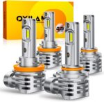 OXILAM Q26 H11 9005 Light Bulbs Combo, 56000LM 700% Brighter 6500K Cool White Light, 1:1 Size H11/H9/H8 9005/HB3 Fog Light Halogen Replacement, Fanless Design, IP68 Waterproof, Pack of 4 - Image 2