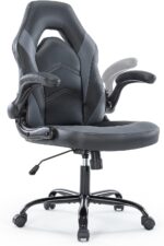 Office Chairs - Ergonomic Gaming Executive Desk Chairs with Flip-up Armrests and Lumbar Support, Adjustable Swivel Rolling Chair,Grey - Image 2