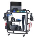 PLKOW Video Game Organizer, Rolling Video Game Storage Rack for Xbox/Switch/PS4/PS5 Accessories, Game Consoles Stand Controllers Holder, Perfect Holiday Present (Black) - Image 2