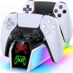 PS5 Controller Charger Station Compatible with DualSense & Edge Controllers, PS5 Charging Station with RGB Light & LED Indicator for PlayStation 4 Cooling Systems - Image 2