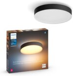 Philips Hue Enrave Medium Ceiling Lamp, Black -White Ambiance Warm-to-Cool White Smart LED Light - 1 Pack - Control with Hue App - Compatible with Alexa, Google Assistant, and Apple Homekit - Image 2