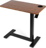 Pneumatic Adjustable Bedside Table, Compact Rolling Laptop Table with 360° Hidden Casters and Built-in Cup Holder, Medical Mobile Bed Desk for Home & Hospital Use - Image 2