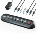 Powered USB Hub, atolla 7-Port USB 3.0 hub (6 Superspeed Transfer Ports+ 1 Fast Charging Port) with Swappable Illuminated Icon Switch and 12V/3A Power Adapter for Windows, MacOS, ChromeOS, Linux - Image 2