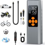 Pumteck Tire Inflator Portable Air Compressor: 150PSI Tire Pump with Dual Power Included 7800mAh Battery & 12v DC Adapter - Electric Wheel Pump with LED Digital Display for Car Motorcycle Bike Ball - Image 2