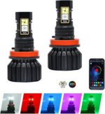 RGB Fog Light Bulb,H11/H8/H9 Multi-Color Bluetooth APP Control High Bright SMD 3000LM Driving DRL Fog Lights Bulbs - Image 2