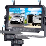 RV Backup Camera Wireless Install-Free 2-Cameras: Magnetic Shockproof with 2 Iron Brackets 7 Inch Rear View Camera for Trailer Truck - Solar Reverse Camera Recording Stable Signal - AMTIFO A9 - Image 2