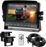 RV Backup Camera and Monitor Kit(12-24V) 7inch HD Monitor Reversing +2 Rear View Camera 170°Wide Angle,18IR Night Vision,Waterproof IP68，Dual Back up Camera for Truck/Trailer/Van/Camper/Vehicles. - Image 2