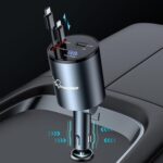 Retractable Car Charger,68W 4 in 1 Super Fast Charge Car Phone Charger,Retractable Cables (31.5 inch) and 2 USB Ports Car Charger Adapter for iPhone 15/14/13/12 Pro Max XR,iPad,Samsung,Pixel - Image 2
