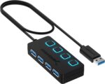 SABRENT 4-Port USB 3.0 Hub with Individual LED Power Switches - Slim, Portable Design - 2 Ft Cable - Fast Data Transfer - Compatible with Mac & PC (HB-UM43) - Image 2