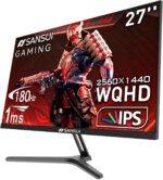 SANSUI 27 Inch WQHD 2560 x 1440 IPS Gaming Monitor, 180Hz 1ms Computer Monitor, DP 1.2 x2 | HDMI 2.0 x2 | VESA Mount, 120% sRGB HDR Eye Care Metal Stand (ES-G27F2Q, DP Cable Included) - Image 2