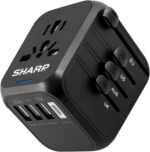 SHARP Universal Travel Adapter International Wall Charger Worldwide AC Plug Adaptor with 3 USB-A and 1 USB Type-C for USA EU UK AUS (Black) - Image 2