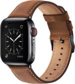 SUNFWR Leather Bands Compatible with Apple Watch Band 42mm 44mm 45mm 46mm 49mm for Men Women, Top Grain Genuine Leather Replacement Strap for iWatch Ultra2 Ultra SE2 SE Series 10 9 8 7 6 5 4 3 2 1 - Image 2