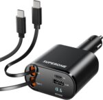 SUPERONE Retractable Car Charger for iPhone with Dual Type C Cables, 4 in 1 USB C Car Charger Adapter with PD 60W Fast Charging Compatible with iPhone 16 15 14 13 12 11 Pro/XS/XR/SE/iPad/Airpods - Image 2