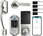 Satin Nickel Smart Lock with Keyless Entry, APP Control, Fingerprint & Deadbolt for Front Door - Image 2