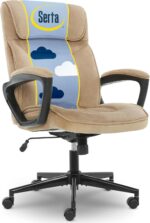 Serta Hannah Executive Home Office Desk Chair, Ergonomic Mid-Back with Lumbar Support, Firm Seat Cushion, Layered Body Pillows, Padded Armrests, Swivel Base, Easy Assembly, Microfiber, Beige - Image 2