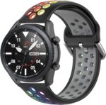 Silicone Band for Samsung Galaxy Watch 46mm/Huawei Watch GT 46mm/Watch GT 2 46mm/Ticwatch pro/S2/E2,Replacement Sport Strap for 22mm Smartwatch for Men Women (Black/Colorful, 22mm) - Image 2