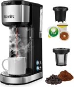 Single Serve Coffee Maker K Cup with Reservoir, Space Saver One Cup Coffee Maker, 2 In 1 Coffee Maker 6 To 14 Oz Brew Sizes,Fits Travel Mug,Single Pod Coffee Maker with Self-Cleaning Function - Image 2