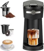 Single Serve K Cup Coffee Maker 2 in 1Machine,6 to 14 0z Brew Sizes,Auto Shut Off& Reusable Filter,Use Coffee Capsule&GroundCoffee&Loose Leaf Tea, Black - Image 2