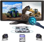 Skid Steer Touchable Screen 128GB Large Audio 1080P 2 Split Image 11 Inch Monitor Backup Camera Built-in DVR Video for RV Truck Trailer Rear Front Reversing Wired Waterproof System D102 - Image 2