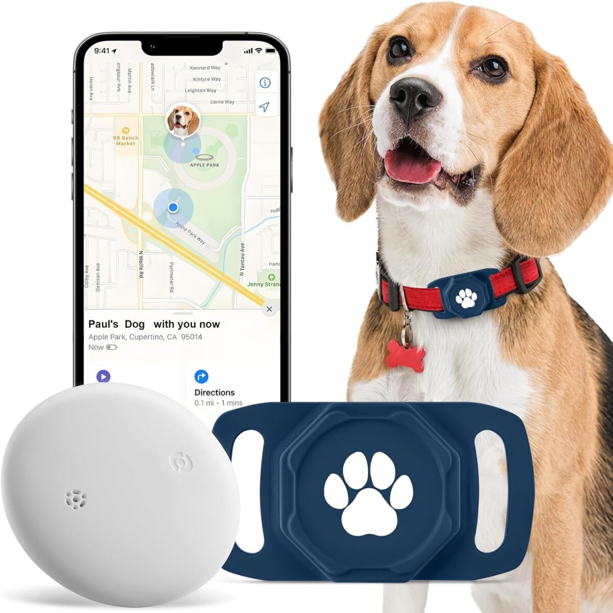 Smart Pet Tracker for Collar - Dog Tracker Pet Location Tracker with Holder, No Monthly Fee, Compatible with Apple Airtag Find My (iOS Only), Anti-Lost Tracking Device for Pets, Luggage, Bag Straps - Image 2