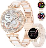Smart Watches for Women,1.19” AMOLED Smartwatch for Android iOS Phone,IP68 Waterproof Fitness Tracker Watch with Heart Rate Sleep Monitor 100+ Sports Pedometer,Ceramic(Answer/Make Calls) - Image 2