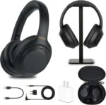 Sony WH-1000XM4 Wireless Noise-Canceling Over-Ear Headphones (Black) with Mic for Phone-Call and Voice Control (WH1000XM4/B) + Headphone Stand + USB Adapter - Image 2