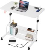 Standing Desk Small Computer Desk,Small Desk for Bedroom,Corner Desk for Small Space,Small Office Desk Adjustable Desk,Mini Desk Stand Up Desk Laptop Desk,Portable Rolling Desk 31.5 Inch White C - Image 2
