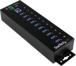 StarTech.com 10-Port USB 3.0 Hub - 5Gbps - Metal Industrial USB-A Hub with ESD & Surge Protection - Din Rail, Wall or Desk Mountable - TAA Compliant USB Expander Hub (ST1030USBM) - Image 2