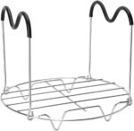 Steamer Rack Trivet with Heat Resistant Silicone Handles Compatible with Instant Pot Accessories 6 Qt 8 Quart, Stainless Steam Rack Pressure Cooker Trivet - Long Handles for Easy Chicken & Pot Removal - Image 2