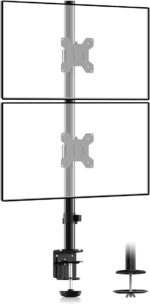 Suptek Dual LED LCD Monitor Stand up Desk Mount for 2 / Two Screens up to 27 inch Extra Tall 31.5" Pole Heavy Duty Fully Adjustable Stand Vertical Array (MD6802) - Image 2
