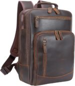 TIDING Full Grain Leather Backpack for Men, Vintage 15.6 Inch Laptop Bag Casual Bookbag Work Business Daypacks - Image 2