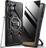 TONGATE Magnetic for Samsung Galaxy S25 Ultra Case with Privacy Screen Protector, [Compatible with MagSafe][Camera Protective Cover][Military-Grade Protection] Ring Stand Phone Case S25 Ultra, Black - Image 2