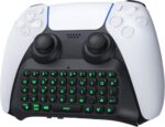 TiMOVO PS5 Controller Keyboard with Green Backlit, Wireless Bluetooth Keypad Chatpad for PlayStation 5, Built-in Speaker & 3.5mm Audio Jack, Mini Gaming Keyboard for PS5 Accessories, Black - Image 2
