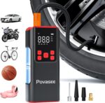 Tire Inflator Portable Air Compressor Povasee 150PSI Portable Air Pump for Car Tires Portable Air Compressor with LCD Display,Flashlight, 2X Tire Pump Faster suit for Cars Bikes Motorcycle Ball - Image 2