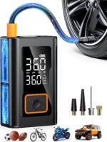 Tire Inflator Portable Air Compressor,150 PSI Bike Tire Pump - Compact Air Pump for Car Tires,Bicycle,Motorcycle,Ball,Rechargeable Tire Inflator with Digital Pressure Gauge and LED Lighth - Image 2
