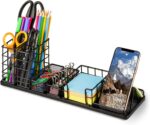 Topwey Desk Organizer, Mesh Office Supplies Desk Organizers and Accessories with Customizable Trays (Black) - Image 2
