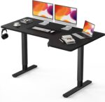 Totnz Electric Standing Desk, Height Adjustable Sit Stand up Desk, L-Shaped Memory Home Office Desk With Hook, 55 x 34 inch, Black - Image 2
