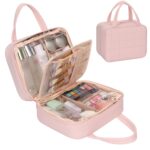 Travel Makeup Bag, Large Capacity Cosmetic Bag, Portable Make Up Bag Organizer for Women, Waterproof Cosmetic Travel Bag with Dividers and Brush Compartment for Cosmetics & Toiletries - Image 2