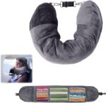 Travel Pillow Stuffable with Clothes, 7.3x31.5in Soft Plush Extra Luggage Airplane Fillable Storage Bag Transformable Neck Body Case Cover, Only Travel Pillowcase, No Filler (Gray) - Image 2