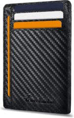 Travelambo Front Pocket Minimalist Leather Slim Wallet RFID Blocking Carbon Fiber Texture - Image 2