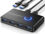 USB 3.0 Switch Selector for 2 Computers, USB Switcher Sharing 4 USB Devices Peripheral Hub for Mouse, Keyboard, Scanner, Printer; for Mac/Windows/Linux; 2 Pack USB Cables Included - Image 2