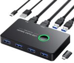 USB 3.0 Switch, USB Switcher 2 Computers Share 4 USB for PC Mouse Keyboard Printer Scanner, USB KVM Switch Selector Compatible with Windows, Mac, Linux - Image 2